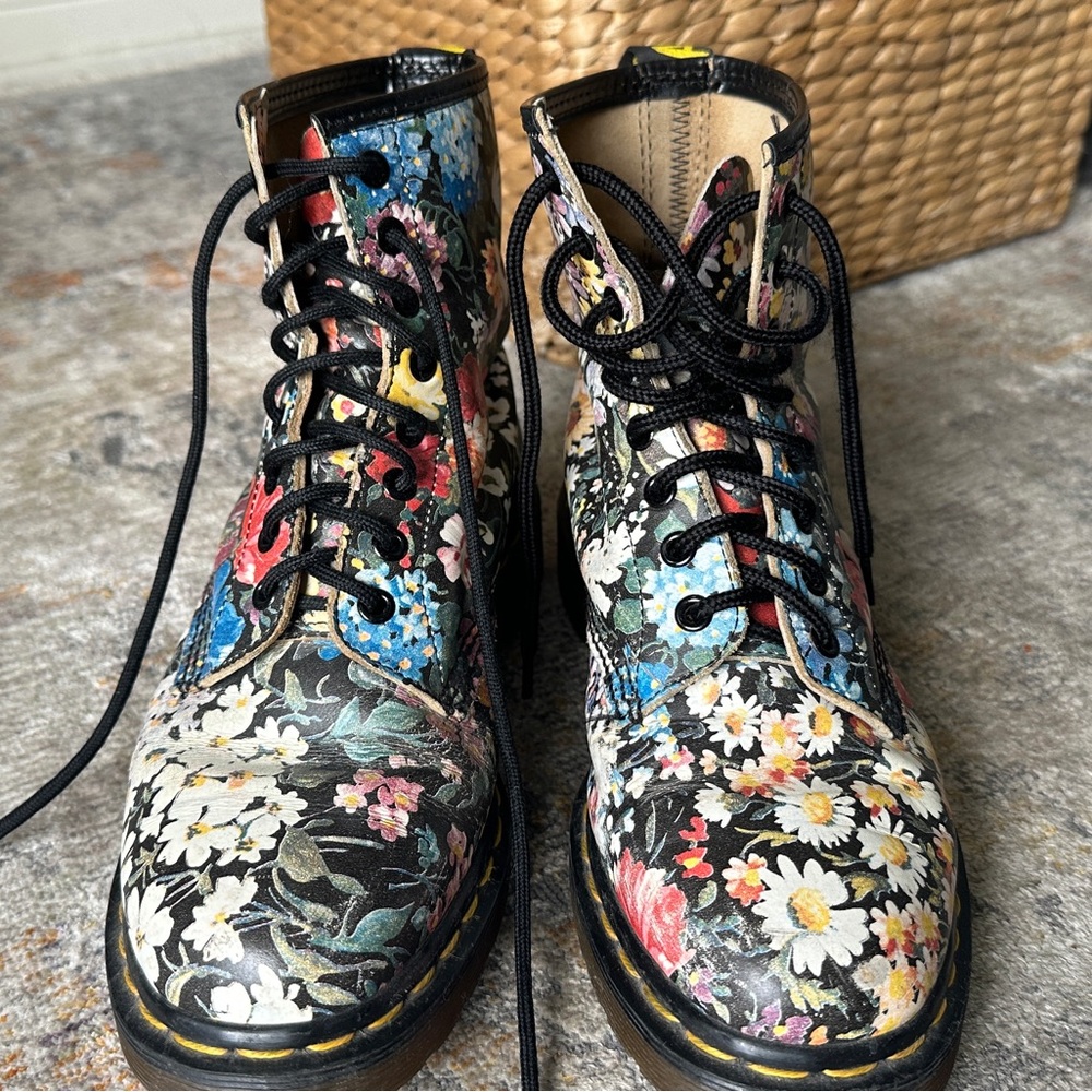 Doc Martens Made in England Rare Floral Boots 1990s